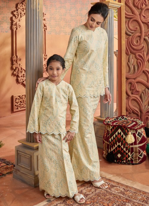 Kurung Sulam Little Regalia -  Pale Yellow