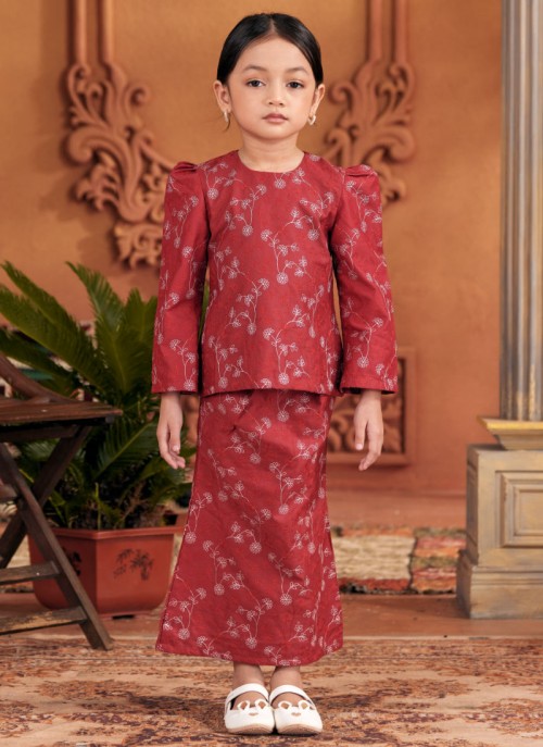 Kurung Sulam Little Imperial -  Burgundy Red