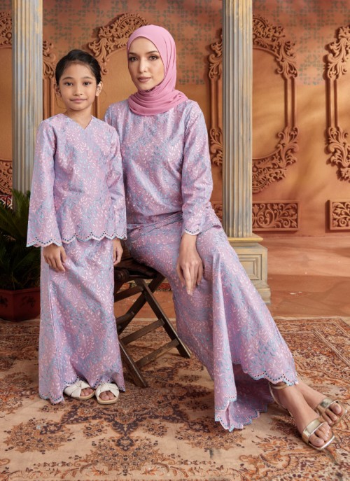 Kurung Sulam Little Regalia - Purple Lilac