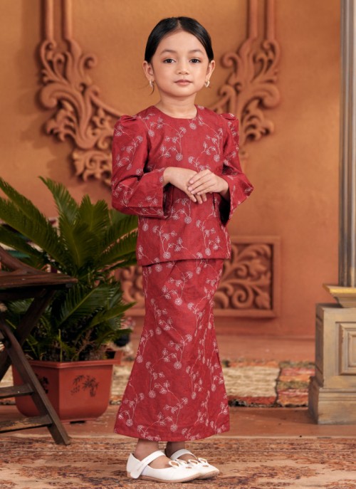 Kurung Sulam Little Imperial -  Burgundy Red