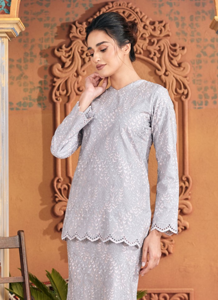 Kurung Sulam Regalia -  Silver Grey