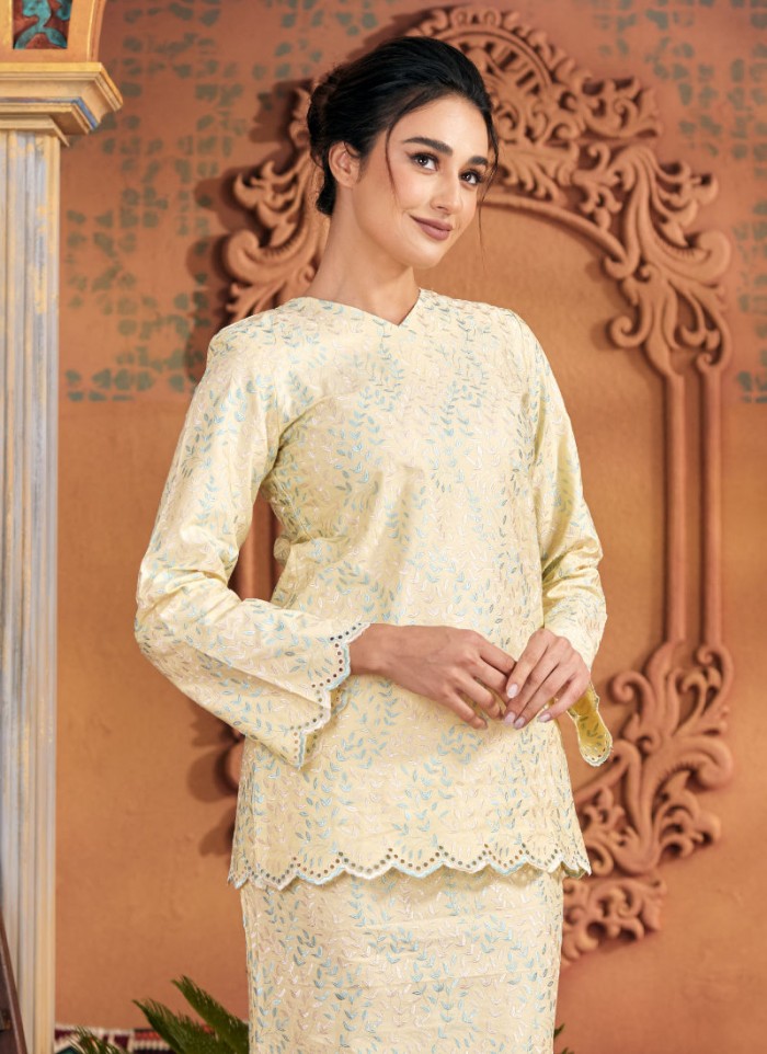 Kurung Sulam Regalia -  Pale Yellow