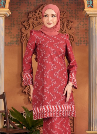 Kurung Sulam Imperial -  Burgundy Red