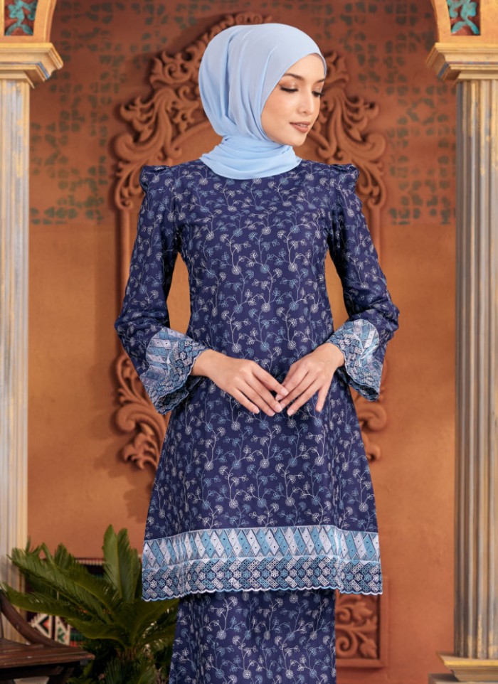 Kurung Sulam Imperial -  Navy Blue