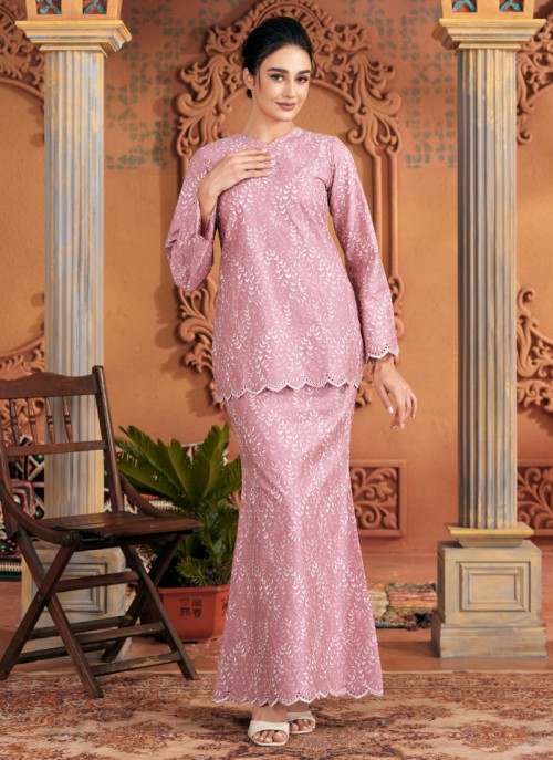 Kurung Sulam Regalia -  Rosy Pink