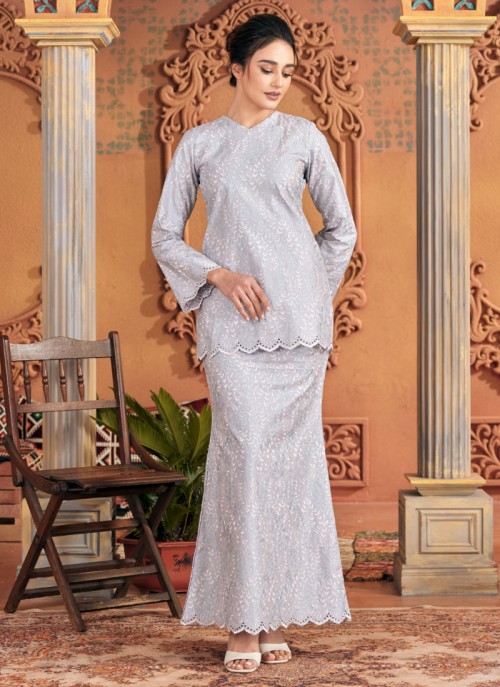 Kurung Sulam Regalia -  Silver Grey