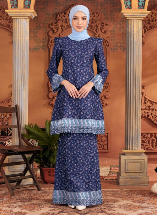 Kurung Sulam Imperial -  Navy Blue