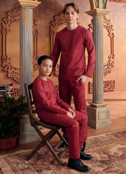 Baju Melayu Shakeef - Burgundy Red