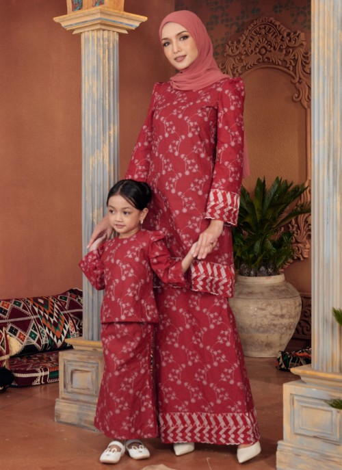 Kurung Sulam Imperial -  Burgundy Red