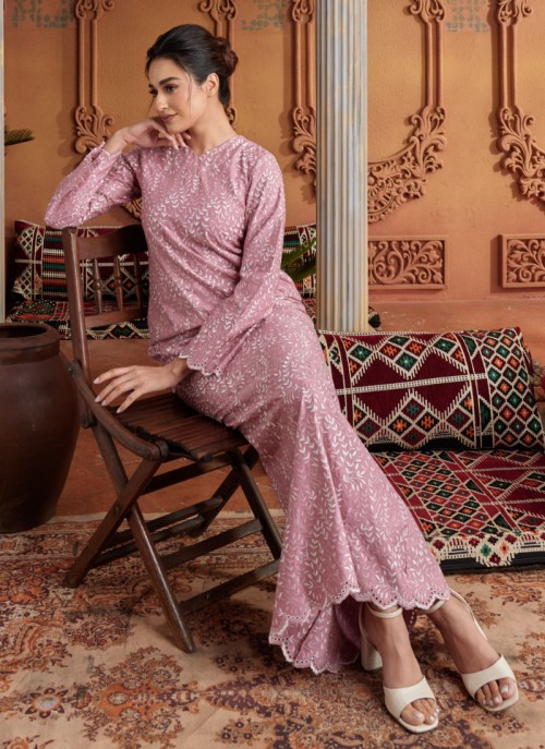 Kurung Sulam Regalia -  Rosy Pink