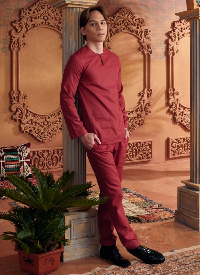 Baju Melayu Shakeef - Burgundy Red