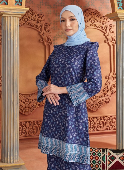 Kurung Sulam Imperial -  Navy Blue