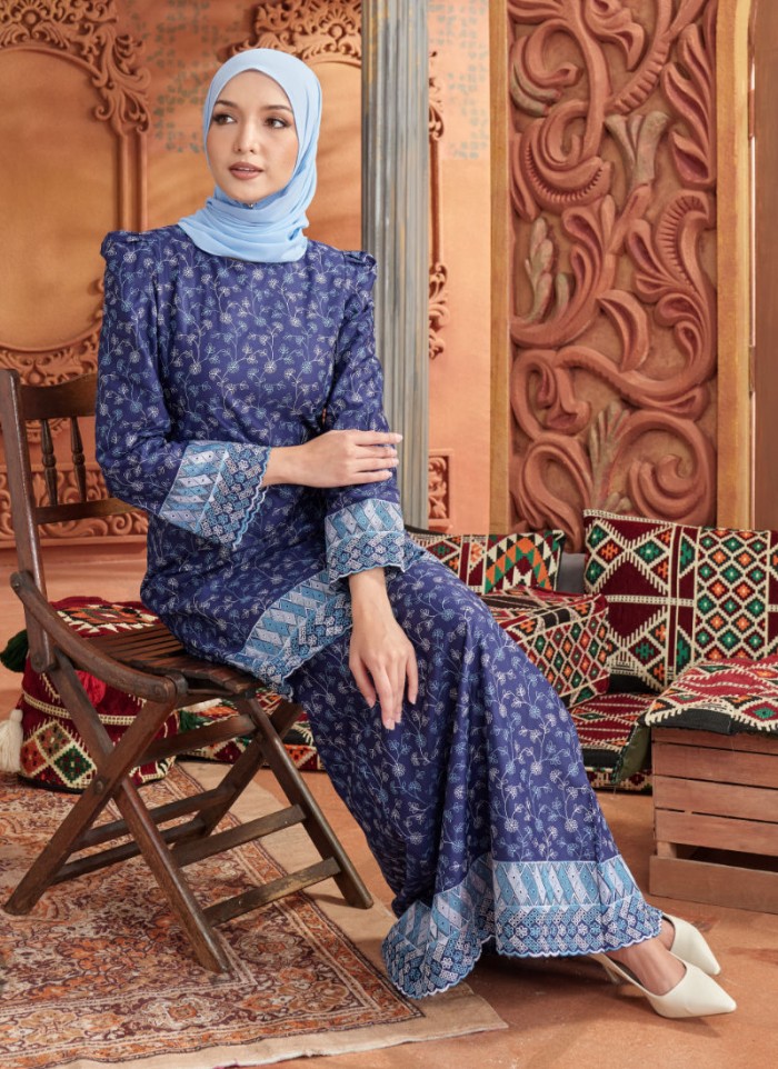 Kurung Sulam Imperial -  Navy Blue