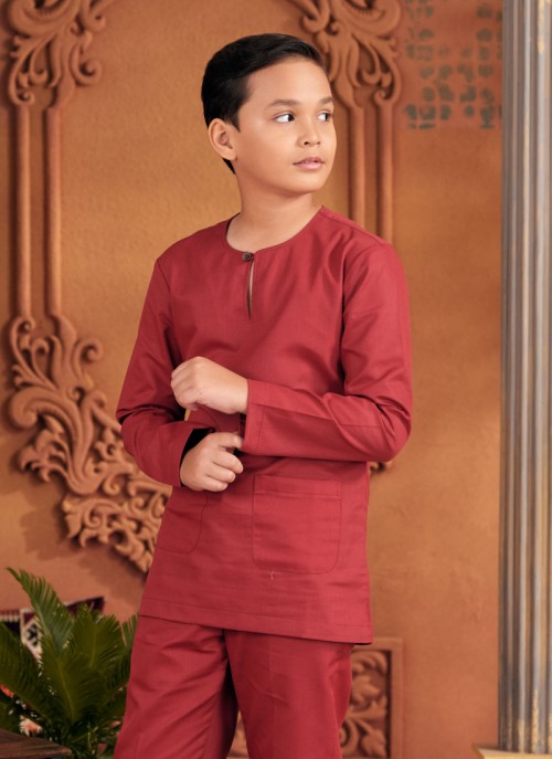 Baju Melayu Little Shakeef - Burgundy Red