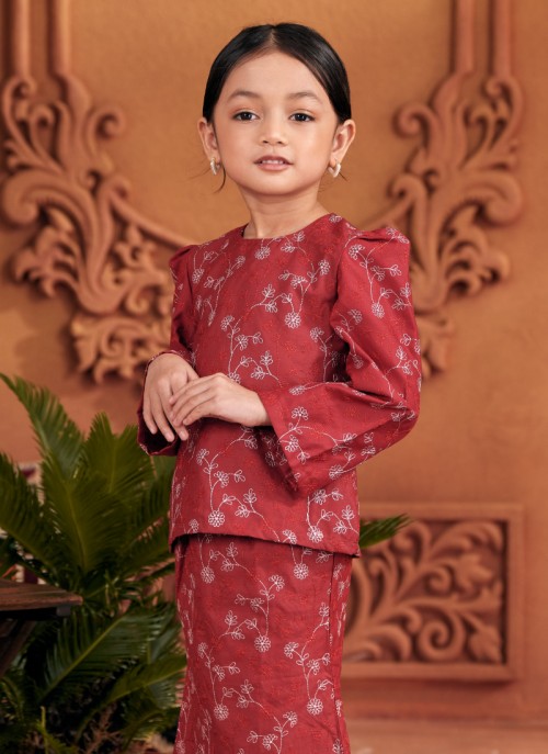 Kurung Sulam Little Imperial -  Burgundy Red