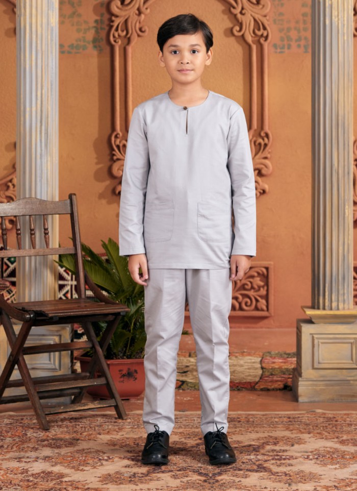 Baju Melayu Little Shakeef - Silver Grey