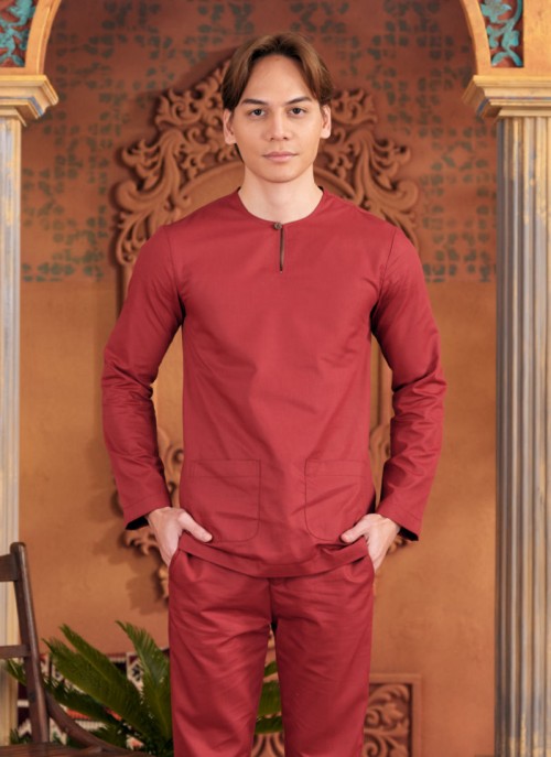 Baju Melayu Shakeef - Burgundy Red