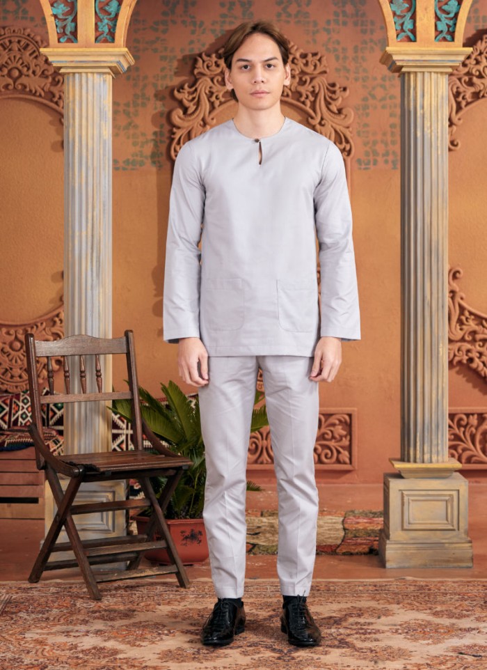 Baju Melayu Shakeef - Silver Grey
