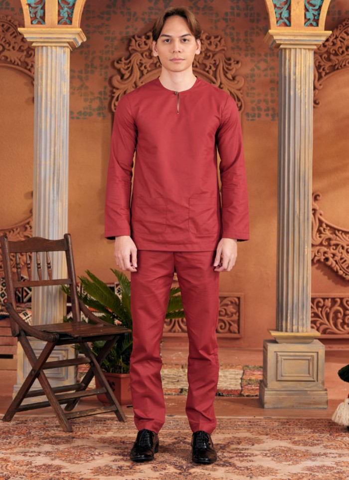 Baju Melayu Shakeef - Burgundy Red